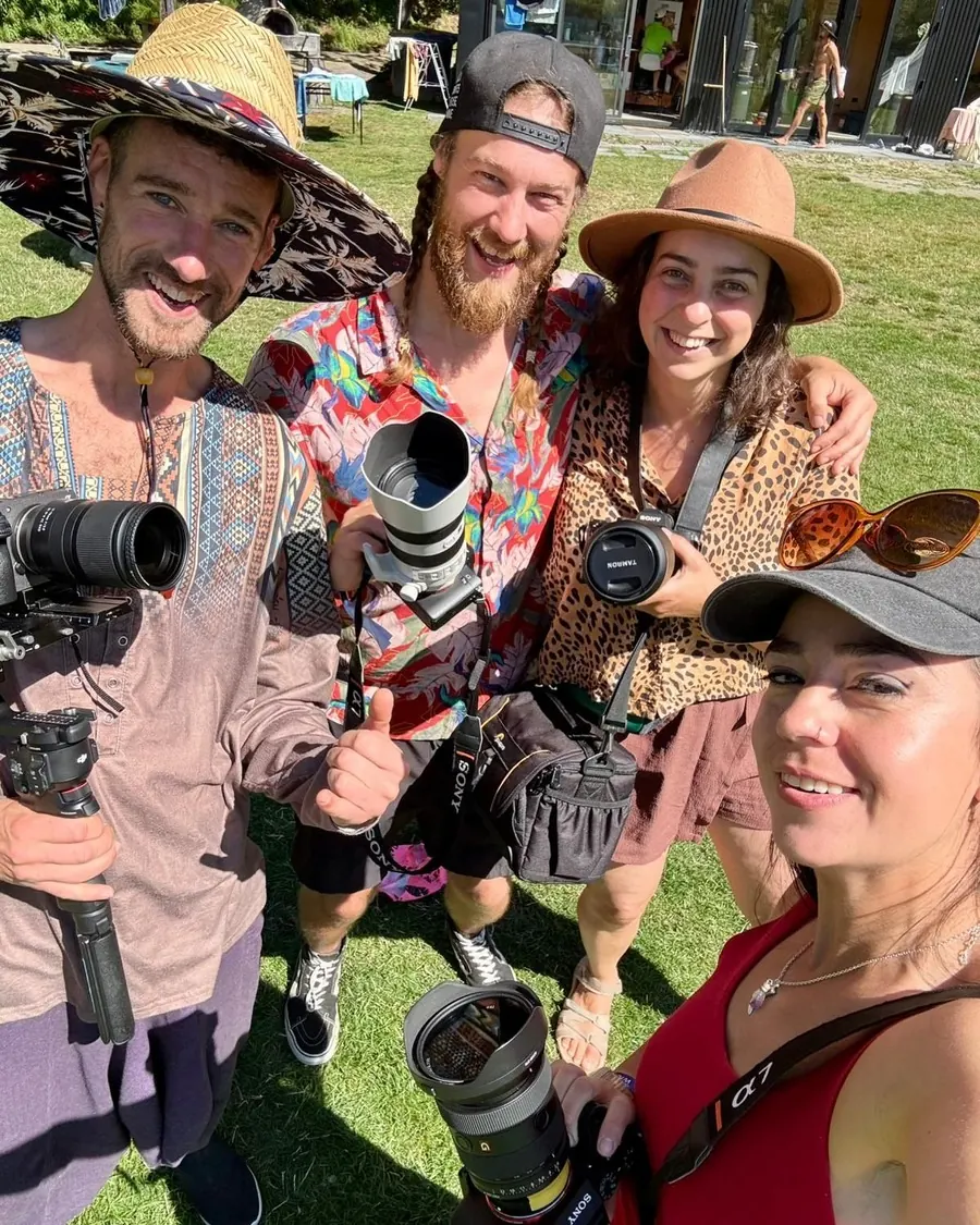 The FanCast crew with cameras on the lawn at WellFest 2026 in Queenstown